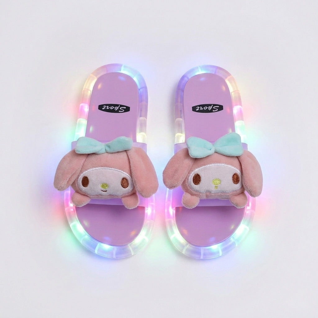 Cute Bunny LED Slippers | Pink Cartoon Light Up Chappal For Kids & Girls
