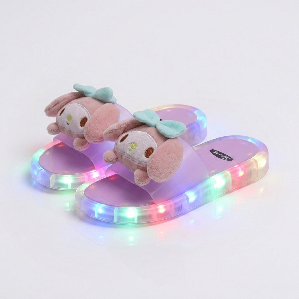 Cute Bunny LED Slippers | Pink Cartoon Light Up Chappal For Kids & Girls