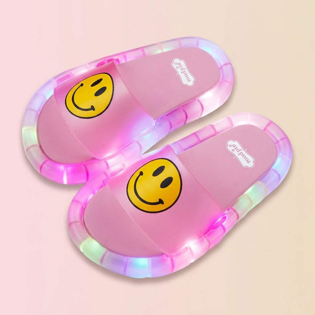 Kids LED Light-Up Smiley Slippers – Soft & Comfortable Glow Slides